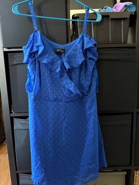 BCX Bright Blue Ruffle Cold Shoulder Strap Dress